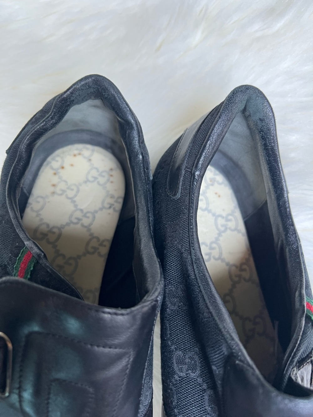 GUCCI Men's Shoes Sz 9.5 G Black Monogram GG Monogram Sneakers Designer Italy - Picture 6 of 17